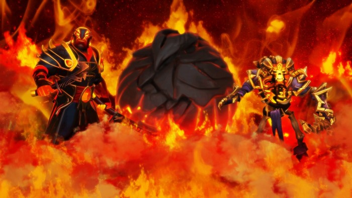 Ember Spirit and Clinkz from Dota 2 in fire