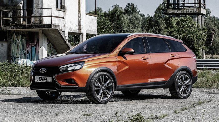 Lada Vesta Cross Concept orange station wagon