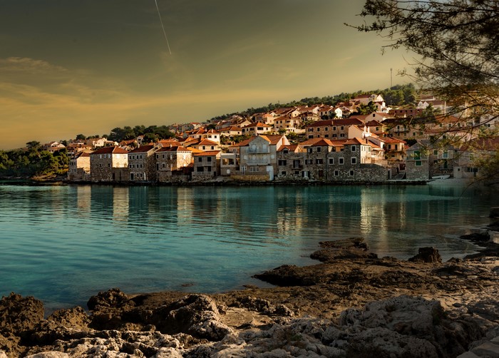 4K Croatia Houses Coast Evening