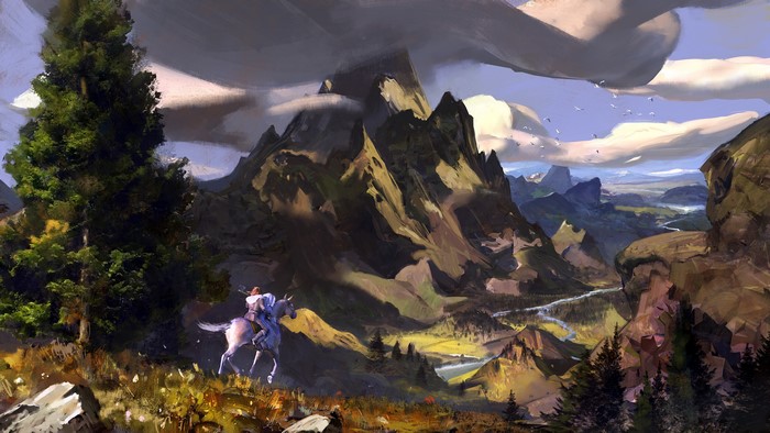 Man on horse in mountains