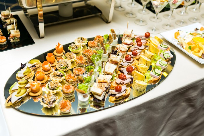 Assortment of appetizers and finger foods on a platter