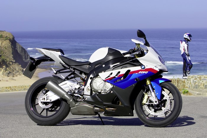 BMW S 1000 RR motorcycle by the sea
