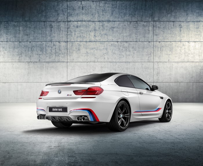 White BMW M6 Coupe from the back