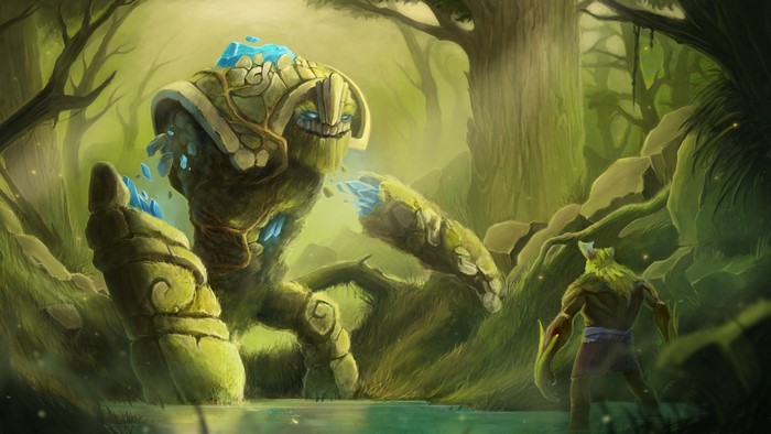 Tiny from DOTA 2 in a forest