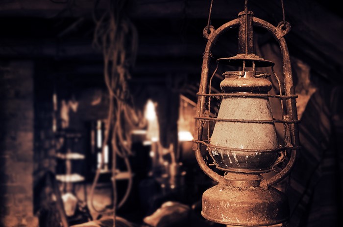 Rusty Kerosene Lamp Hanging