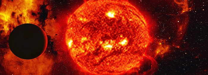 Planet and Sun in Space
