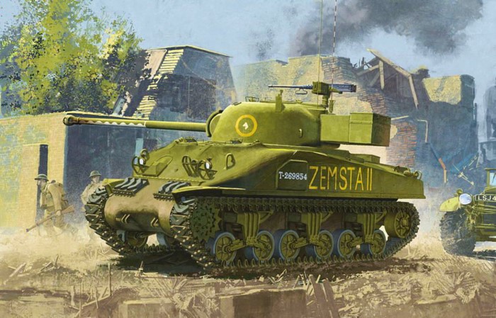 Sherman Firefly Tank in Ruined Town
