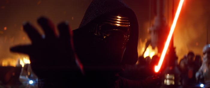 Kylo Ren from Star Wars: The Force Awakens with red lightsaber