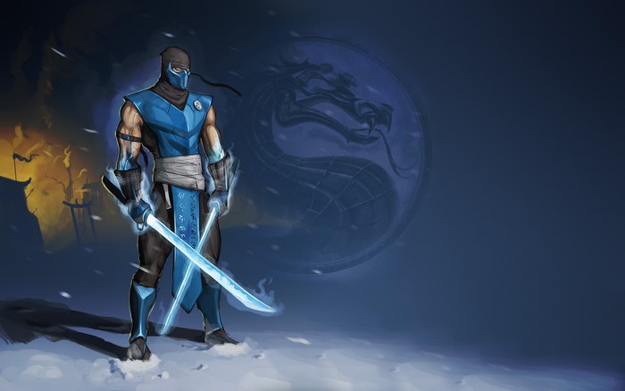 Sub-Zero from Mortal Kombat with swords