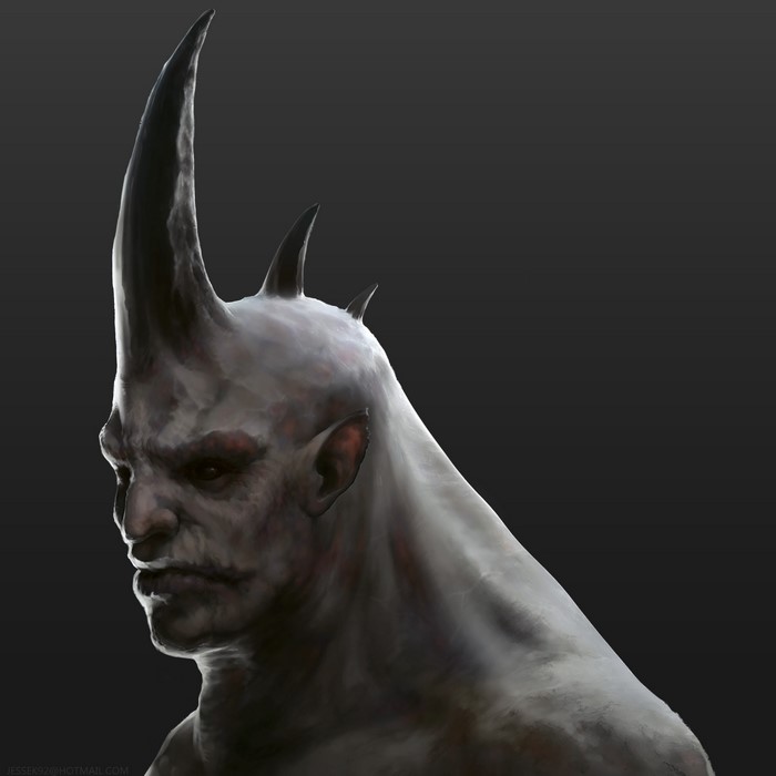 Monster with large horn and smaller horns