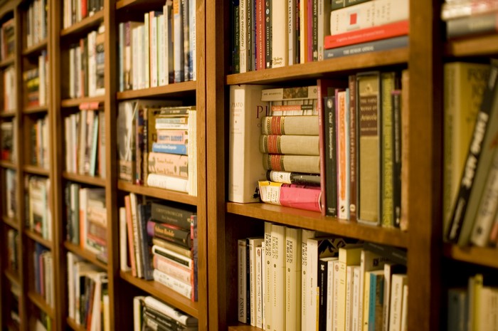 Bookshelves filled with books