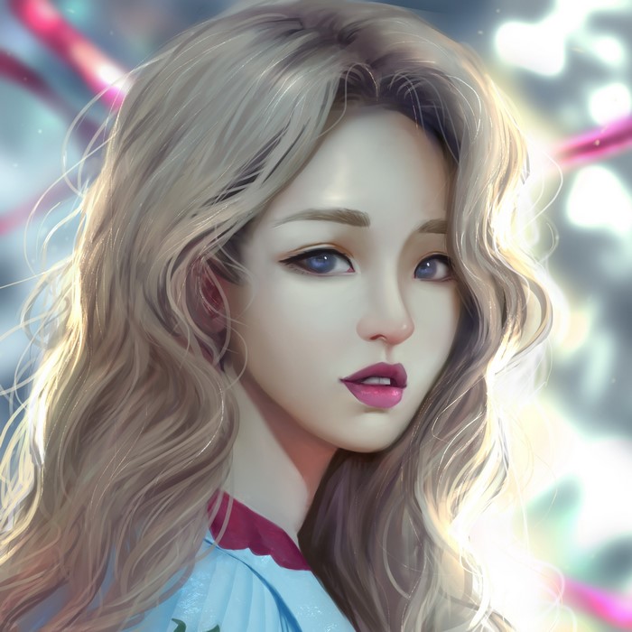Ji Hyun, Blonde girl, Painting Art