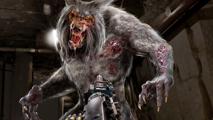 4K Werewolf Monster with Machine Gun