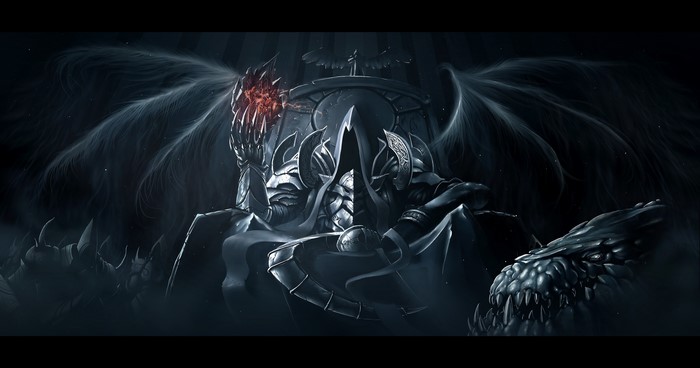 Malthael from Diablo III: Reaper of Souls on a throne