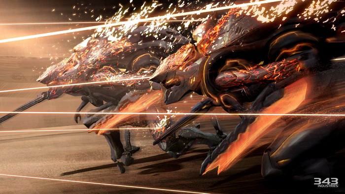 Monsters from Halo 5: Guardians running
