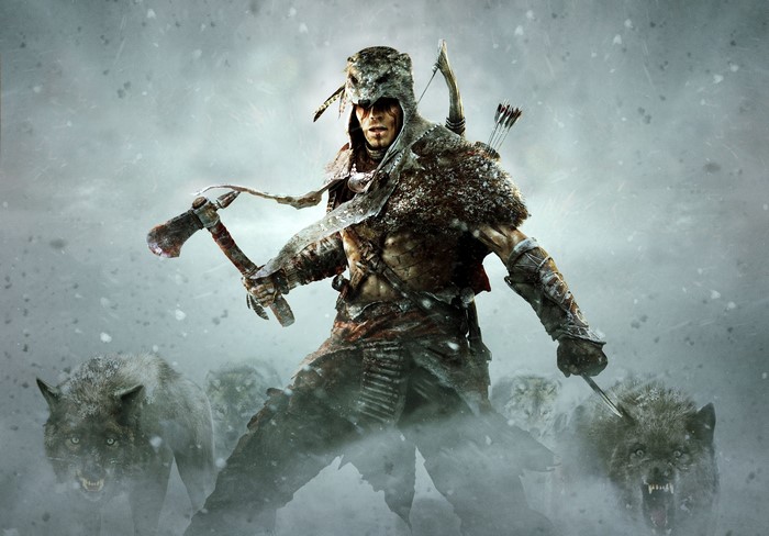 Connor from Assassin's Creed 3 with Wolves and Battle Axe