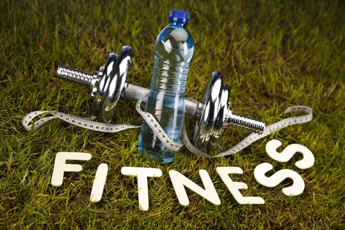Fitness equipment on grass