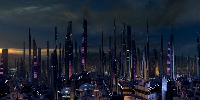 Illium skyscrapers in Mass Effect 2