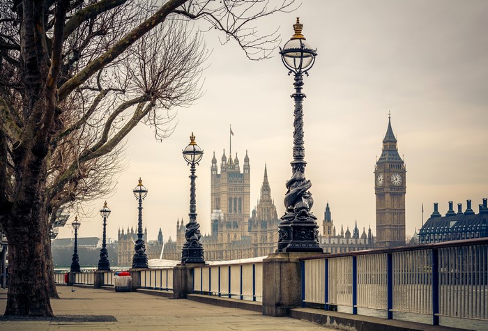 Street lights and Big Ben in London, United Kingdom