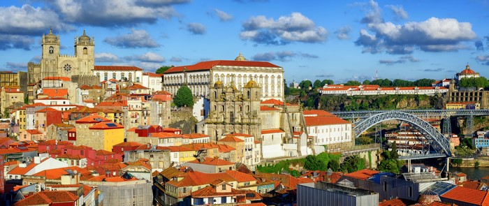 Porto, Portugal cityscape with Dom Luís I Bridge