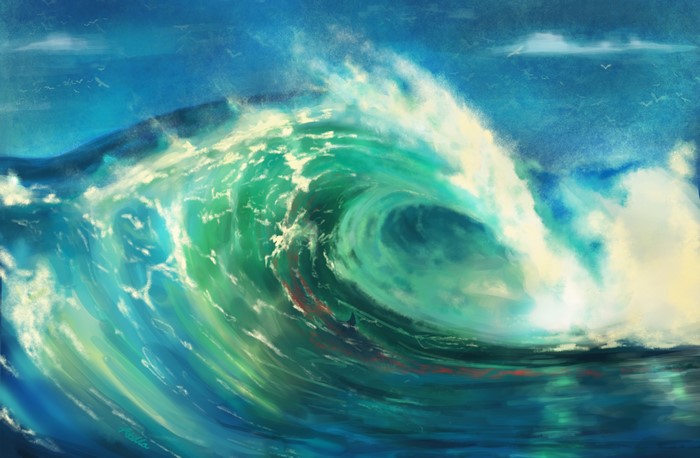 4K Painting of a Crashing Ocean Wave