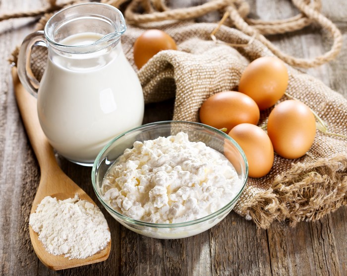 Milk, Eggs, Cottage Cheese, and Flour