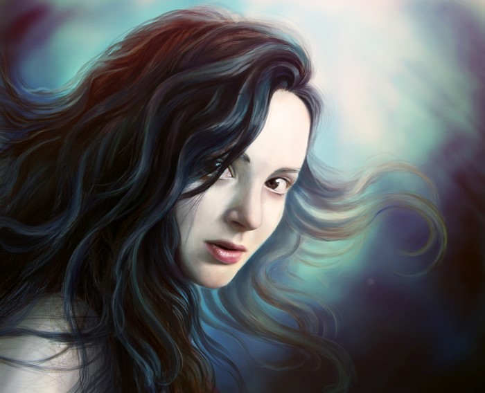 Alevtina, Painting Art, Brunette girl with flowing hair