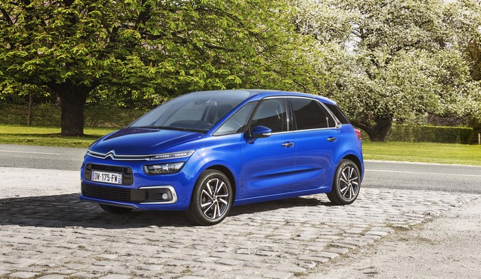 Blue 2016 Citroen Grand C4 Picasso parked on cobblestone