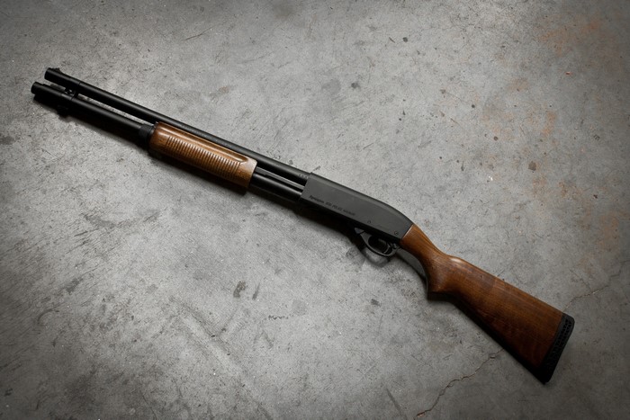 Remington 870 shotgun with wooden stock