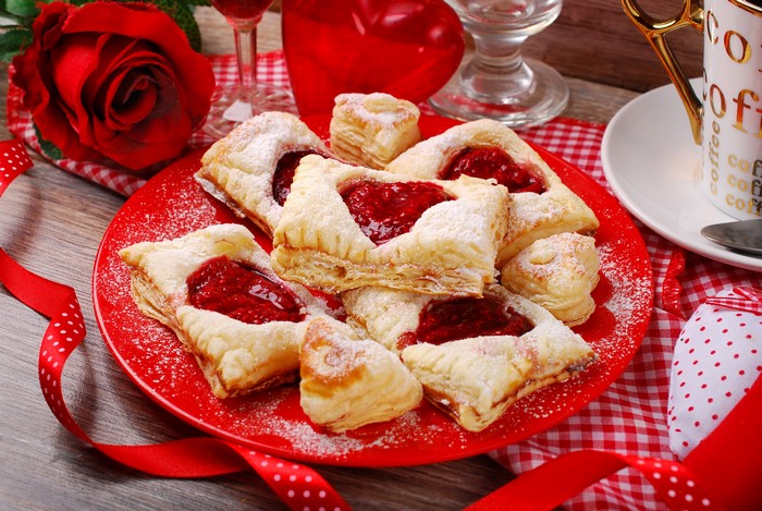 Valentine's Day Pastries with Rose and Coffee
