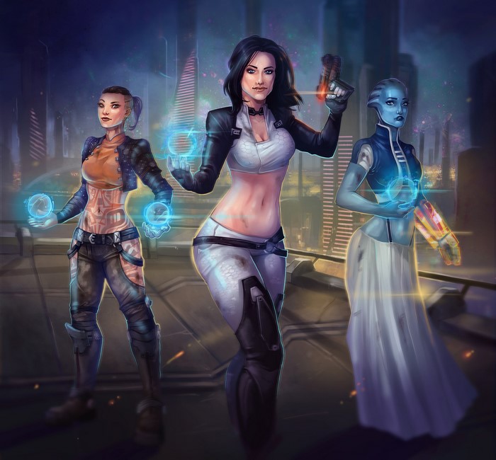 Miranda Lawson, Liara T'Soni, and Jack from Mass Effect