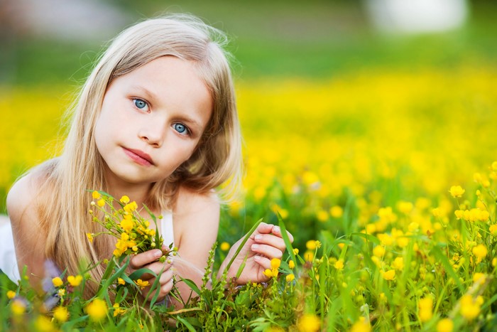 4K, Grasslands, Little girls, Blonde girl, Glance, HD Wallpaper | Rare ...