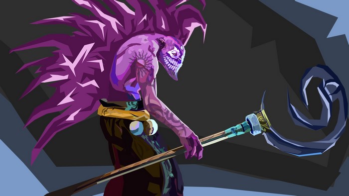 Dazzle from DOTA 2 holding a shaman staff