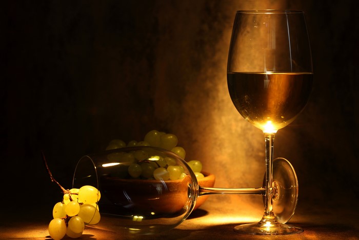 Wine and Grapes in Stemware