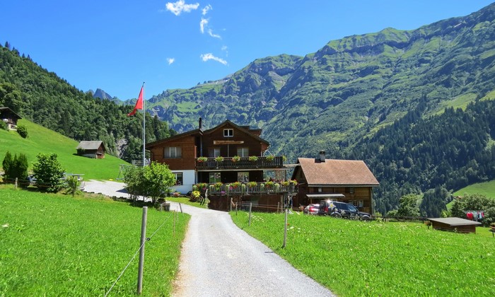 Houses and mountains in Weissenberge, Switzerland