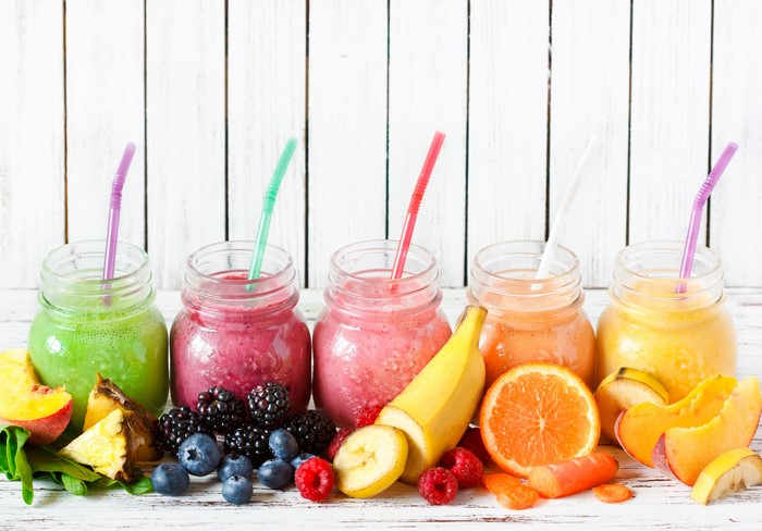 Assortment of Fruit Smoothies in Jars