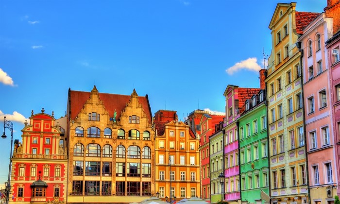 Colorful buildings in Wroclaw, Poland