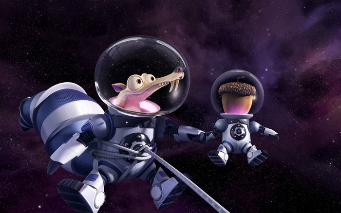 Scrat and acorn astronaut in space