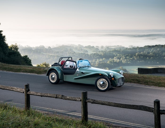Caterham 7 on a misty road