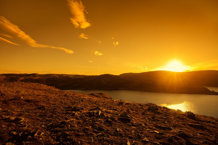 Sunset over a lake in Norway