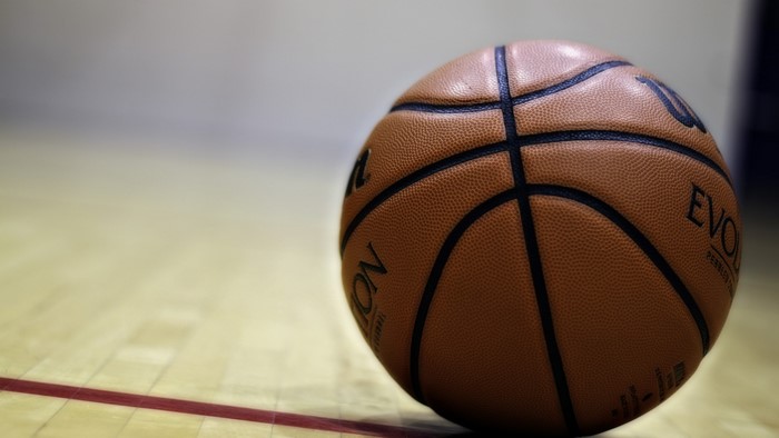 Basketball on a wooden court