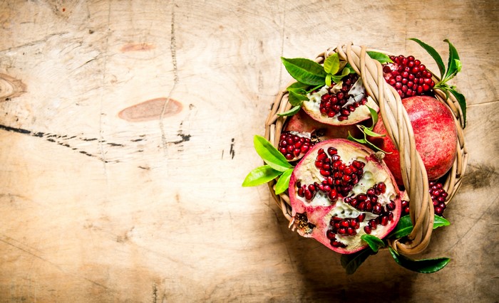 Pomegranates in a Wicker Basket