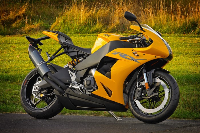 Yellow 2013-16 EBR 1190RX Motorcycle Side View