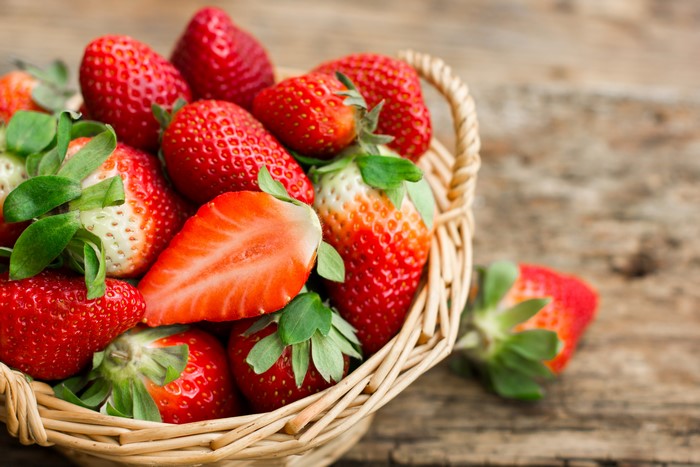 Strawberries in a Wicker Basket