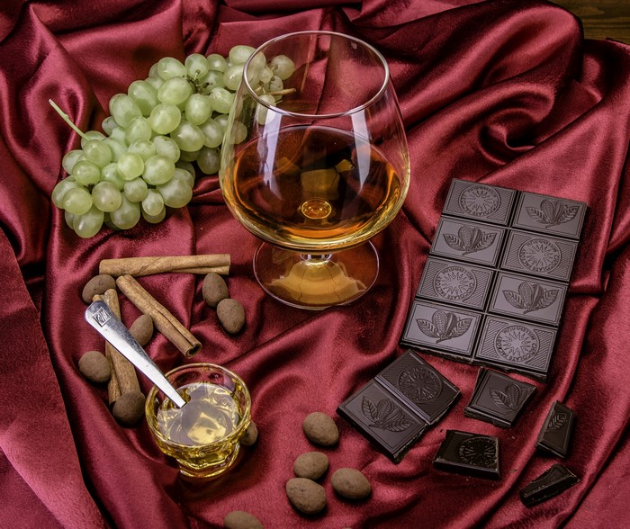 Still-life with Brandy, Grapes, Chocolate, and Cinnamon