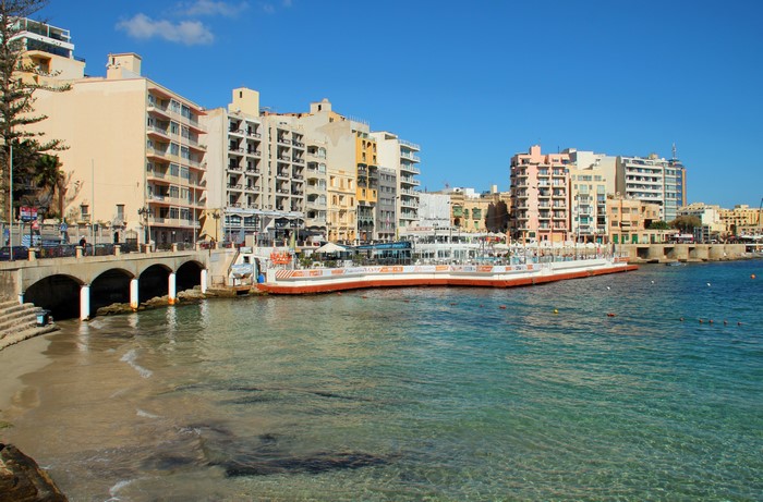 Saint Julian's, Malta Coastline with Buildings and Water