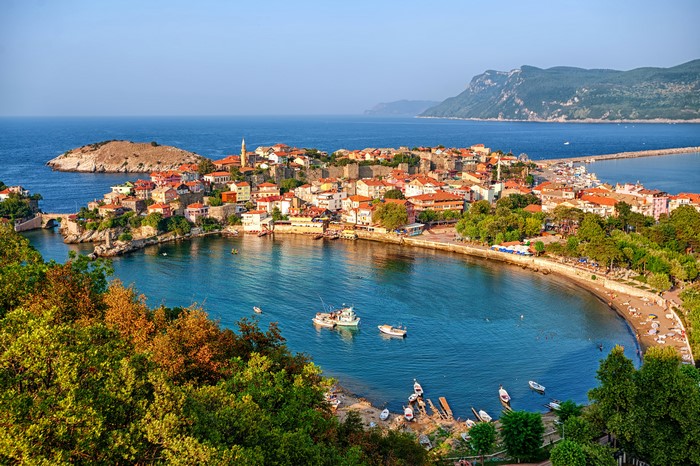 Amasra, Turkey: Coastal Town with Houses and Sea