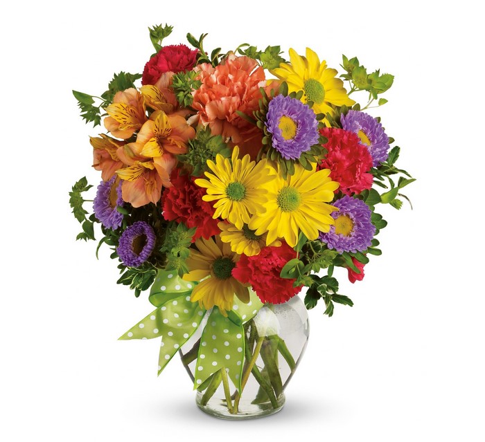Bright Mixed Flower Bouquet in Vase