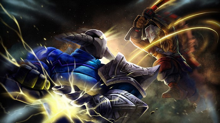 Juggernaut and Sven from DOTA 2 in battle
