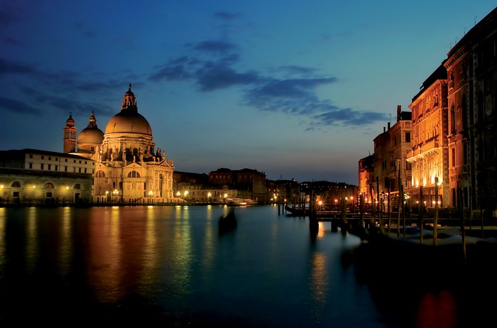 Venice Canal at Night with Santa Maria della Salute